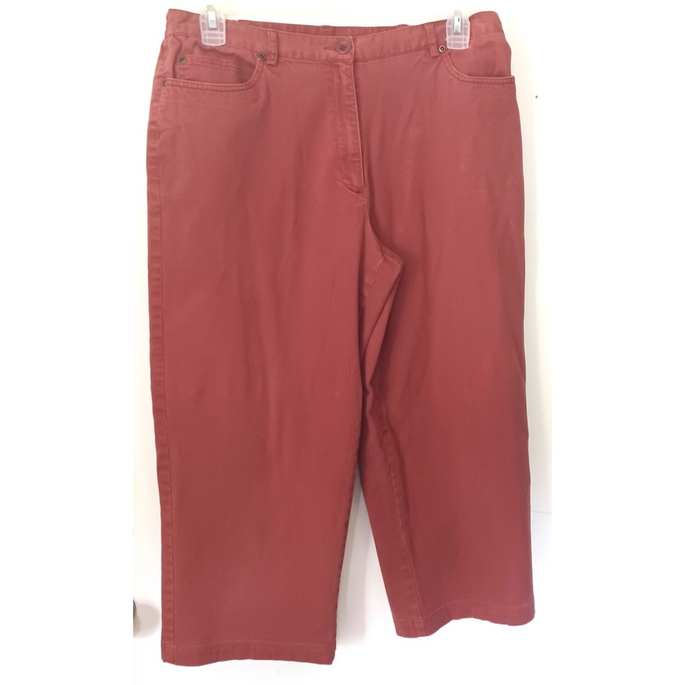 Ruby Rd Cropped Pants Women 14 Terracotta Excellent Comfy Stretch Cotton Capris‎